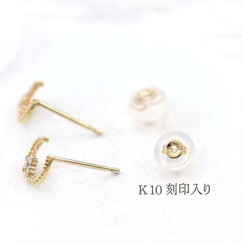 K10 ダイヤモンド 三日月ピアス_09