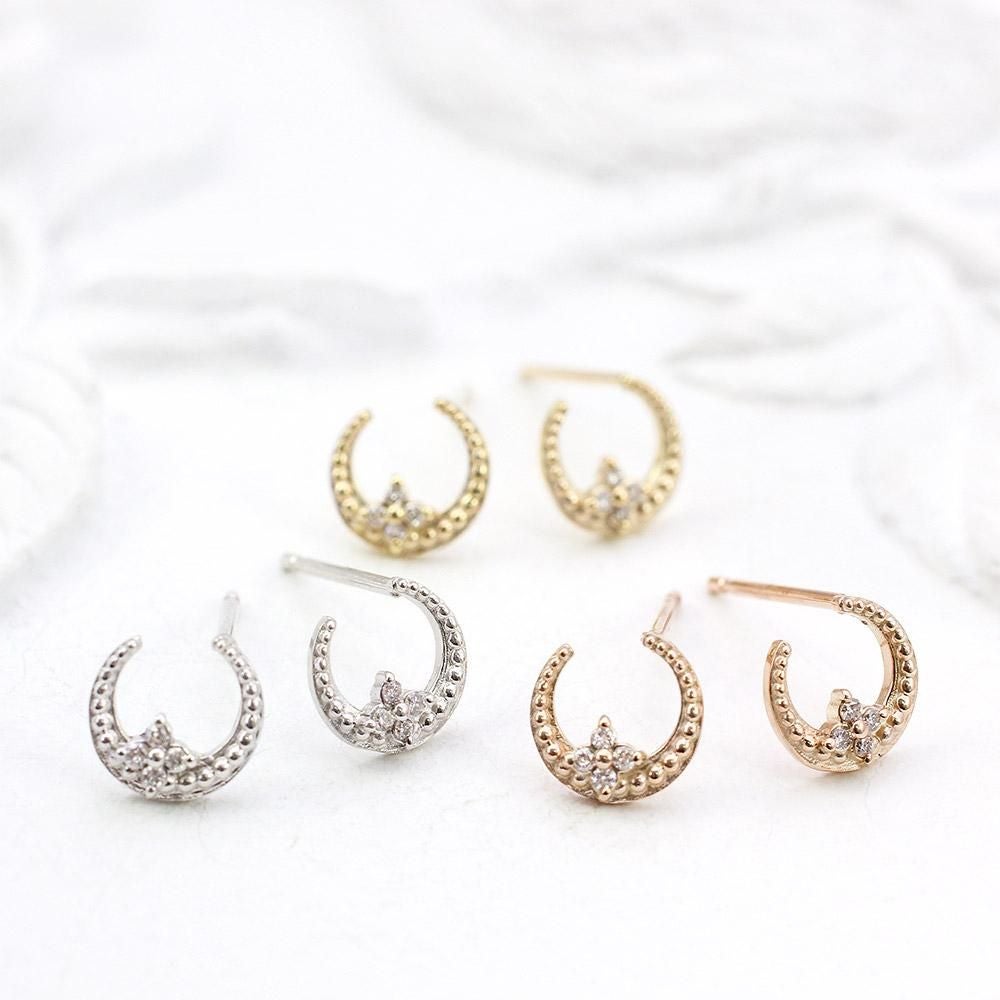 K10 ダイヤモンド 三日月ピアス_15