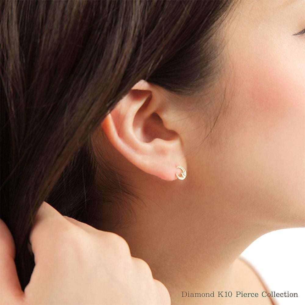 K10 ダイヤモンド 三日月ピアス_16