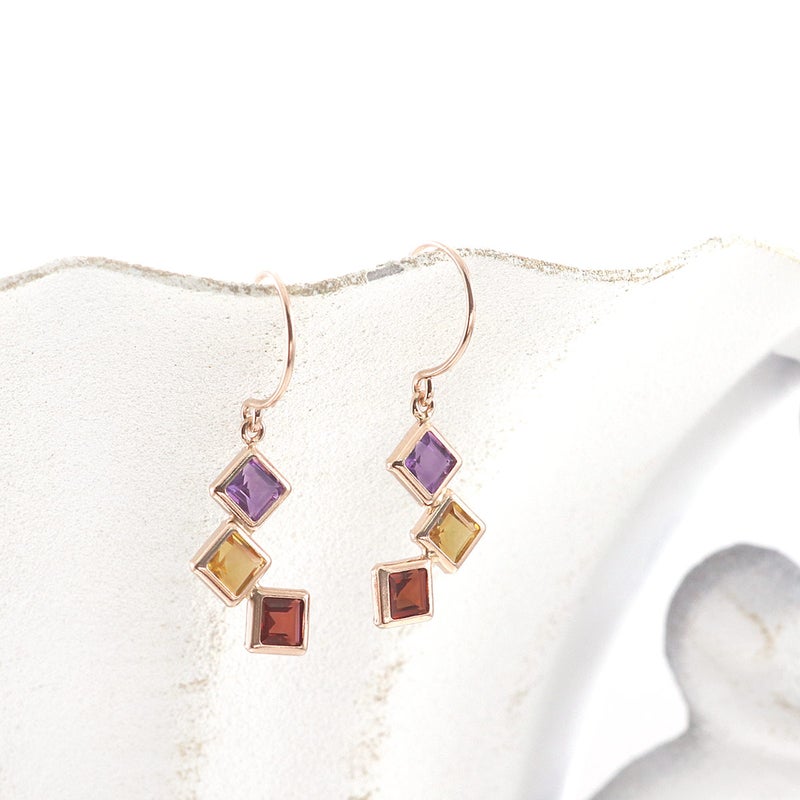 K10PG アメジスト＆シトリン＆ガーネット フックピアス 11月の誕生石_03