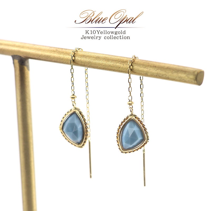 K10YG ブルーオパール アメリカンピアス 10月誕生石_01