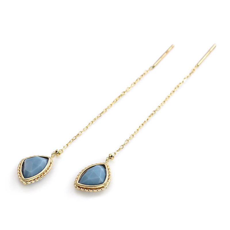 K10YG ブルーオパール アメリカンピアス 10月誕生石_10