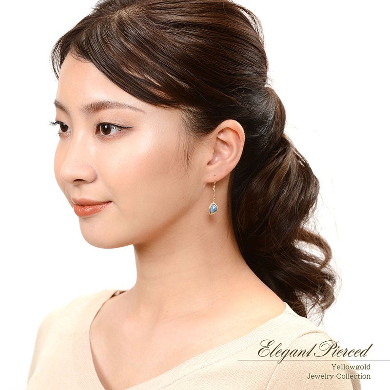 K10YG ブルーオパール アメリカンピアス 10月誕生石_12