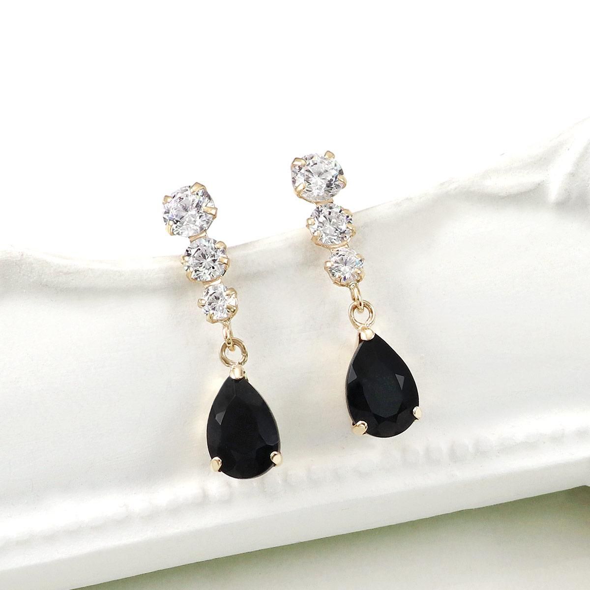 K10YG キュービックジルコニア＆オニキスピアス_02