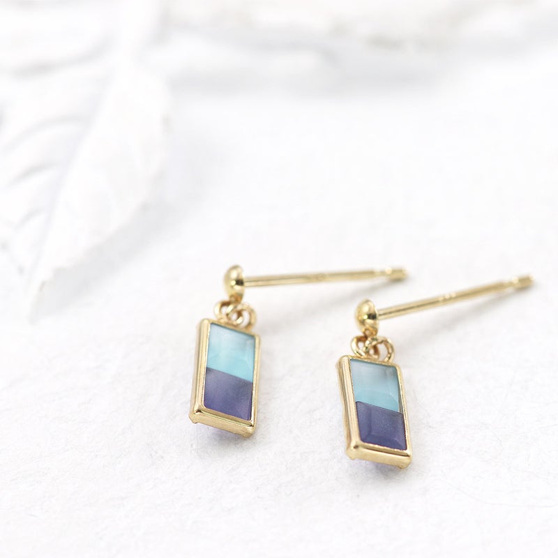 K10YG ブルートパーズ＆アイオライト ピアス 11月の誕生石_09