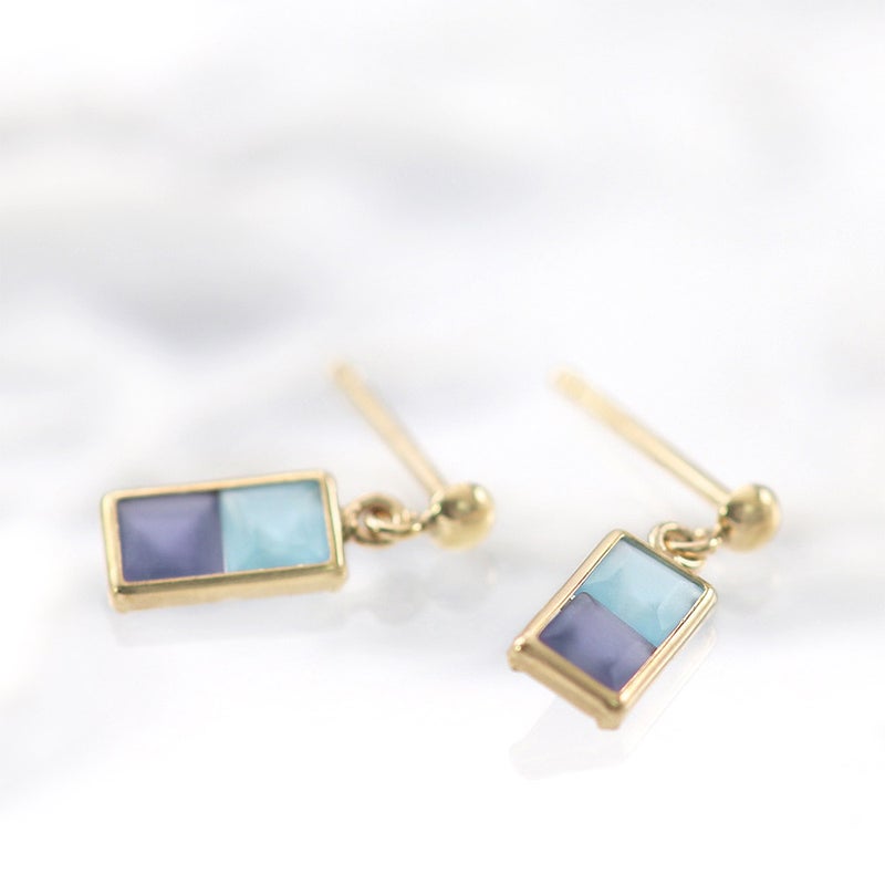 K10YG ブルートパーズ＆アイオライト ピアス 11月の誕生石_10