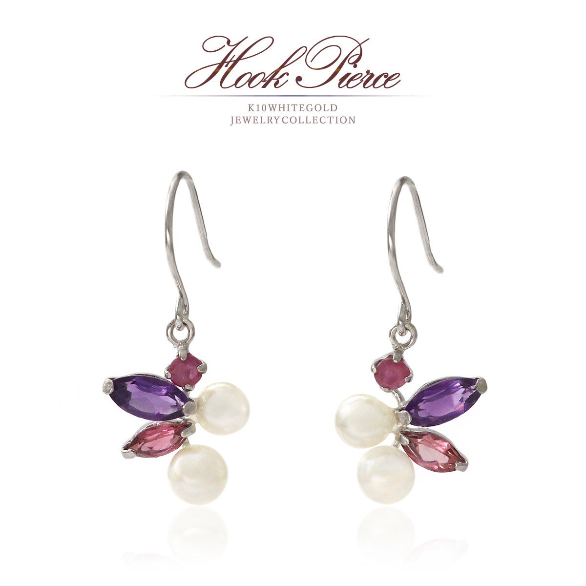 K10WG マルチストーン フックピアス_01