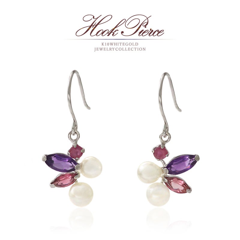 K10WG マルチストーン フックピアス_01