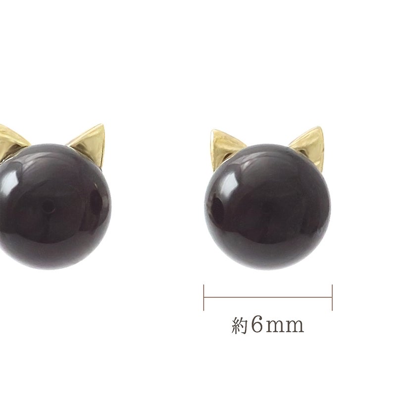 K10YG オニキス 猫ピアス_05