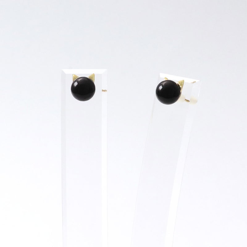 K10YG オニキス 猫ピアス_10