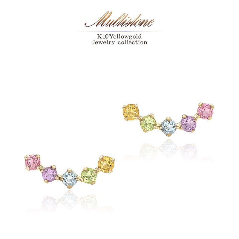 K10YG マルチストーン ピアス_01