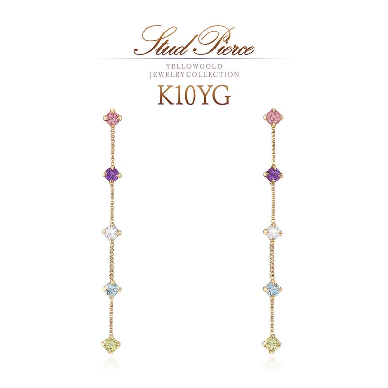 K10YG マルチストーン ピアス_01
