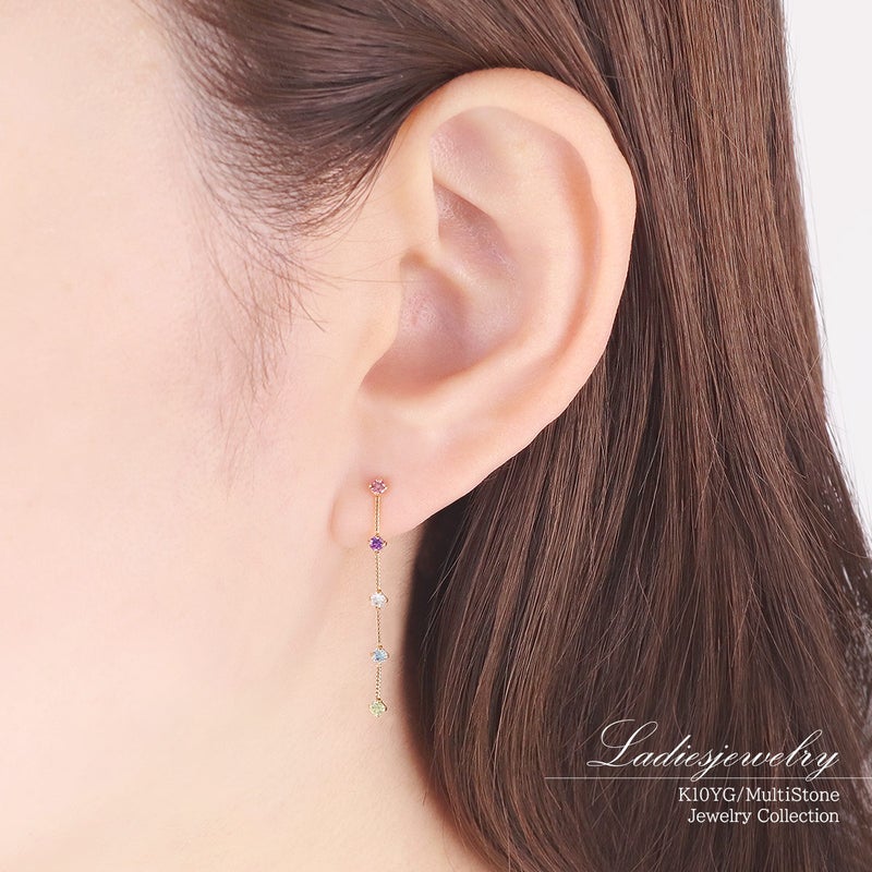K10YG マルチストーン ピアス_10