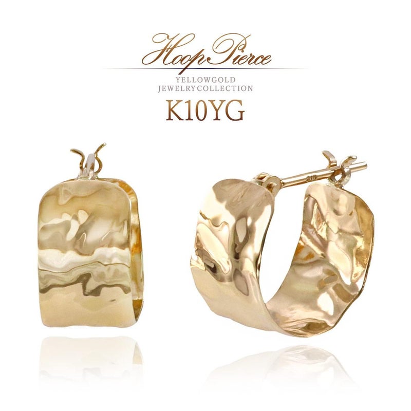K10YG 幅広 フープピアス_01