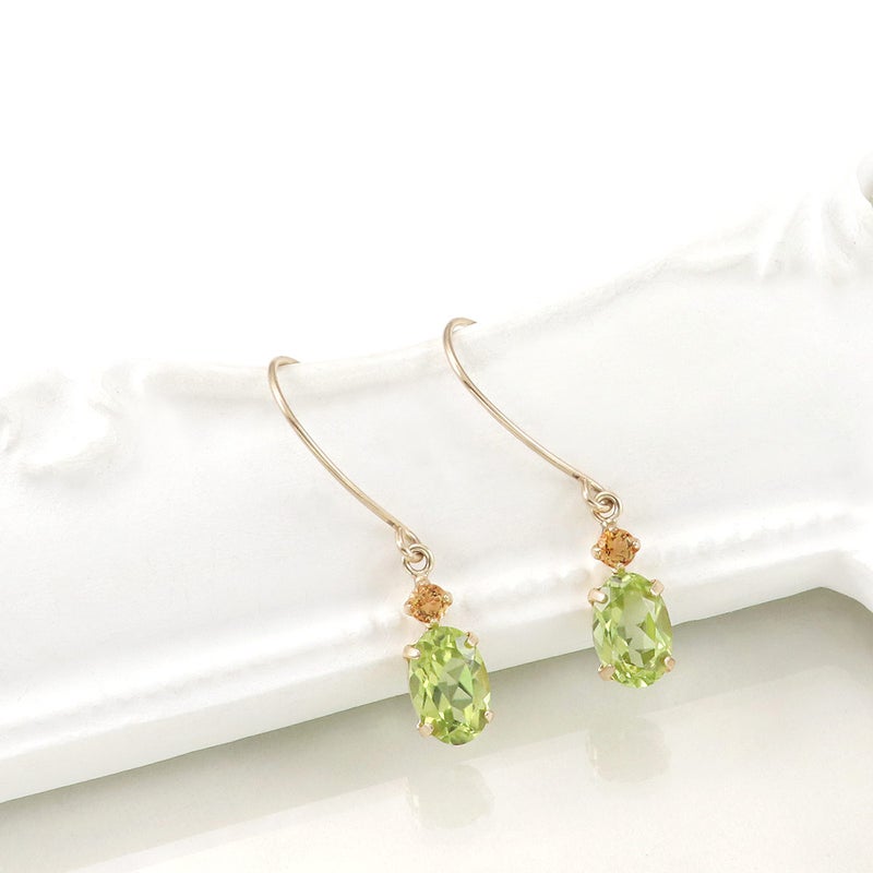 K10YG ペリドット&シトリン フックピアス 11月の誕生石_03