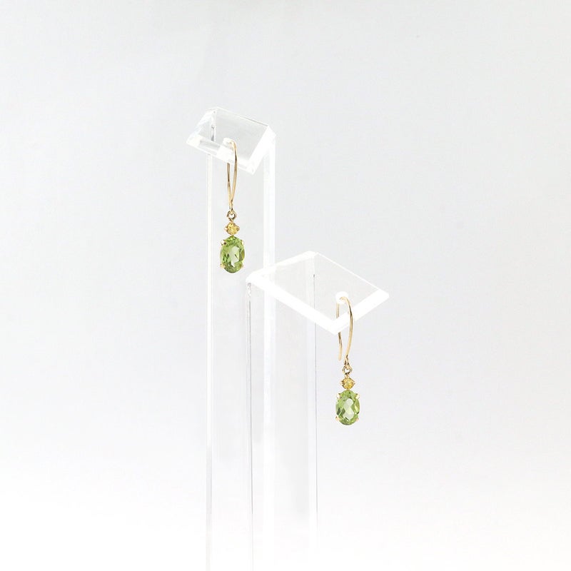 K10YG ペリドット&シトリン フックピアス 11月の誕生石_09