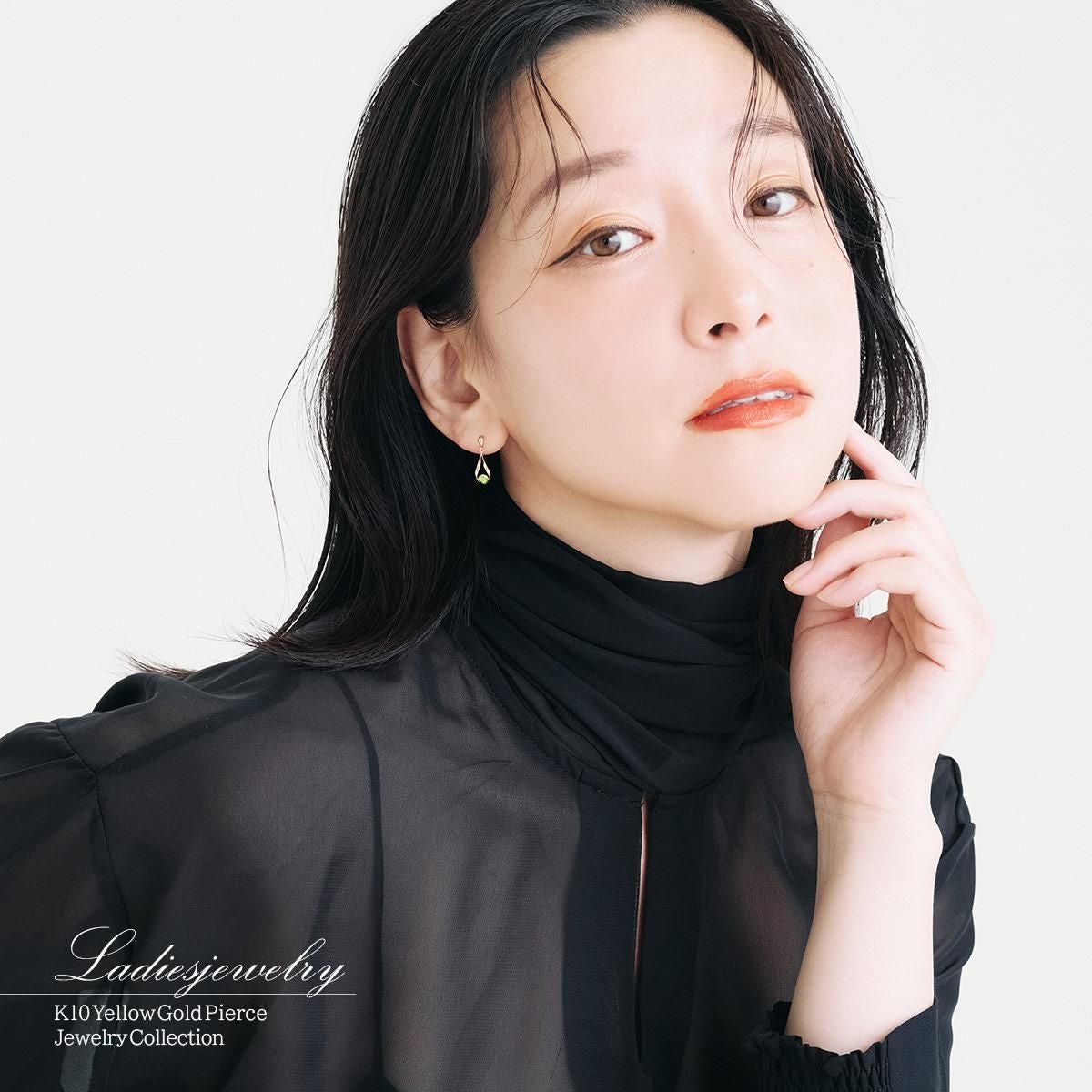 K10YG 雫モチーフ ペリドットピアス_11