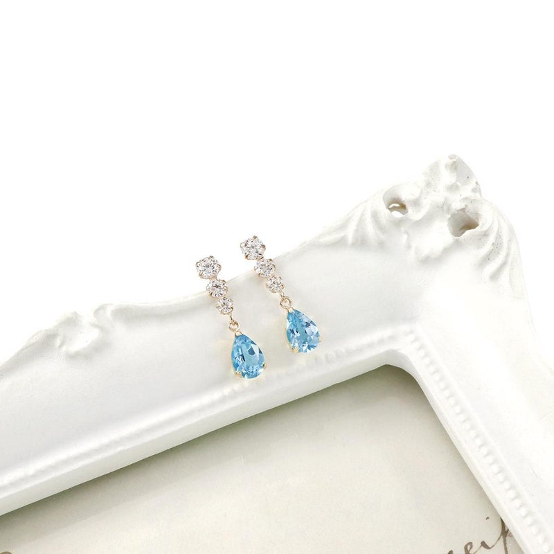 K10YG キュービックジルコニア＆ブルートパーズピアス_09