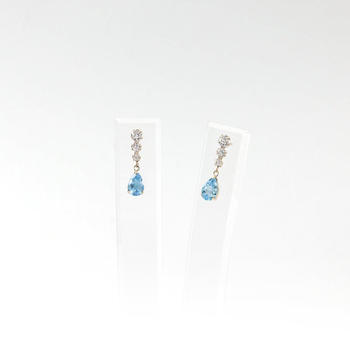 K10YG キュービックジルコニア＆ブルートパーズピアス_10