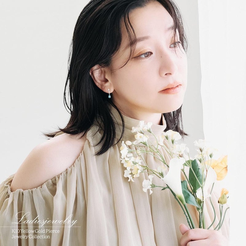 K10YG キュービックジルコニア＆ブルートパーズピアス_11