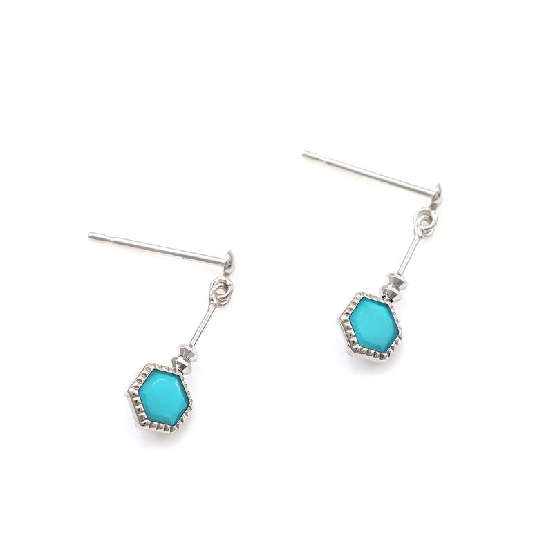 K10WG ターコイズ 六角形ピアス_03