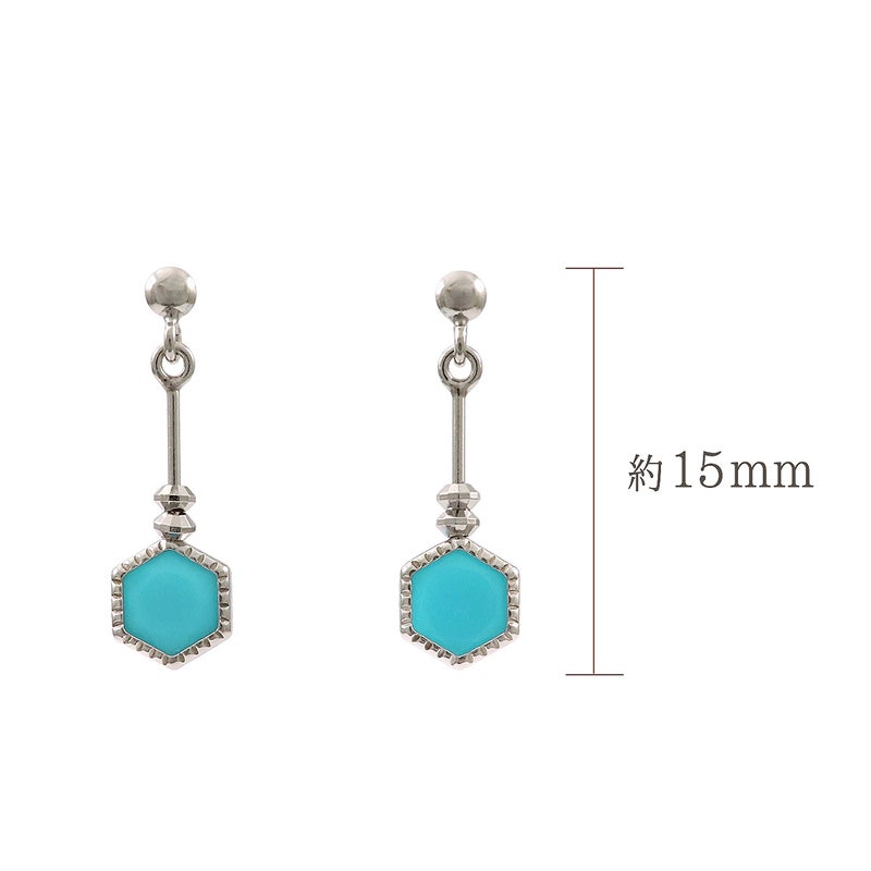 K10WG ターコイズ 六角形ピアス_05