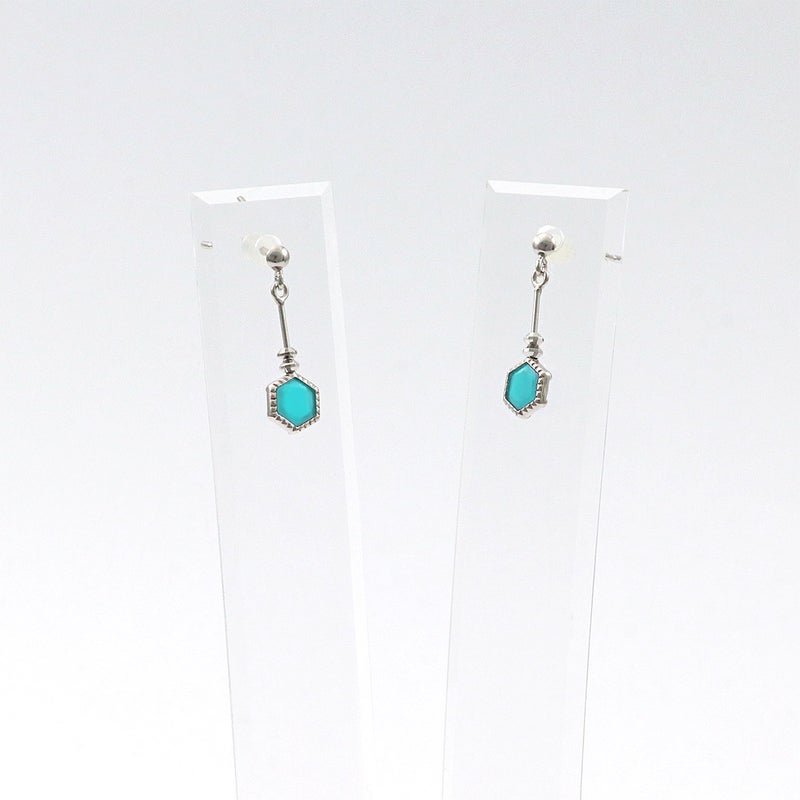 K10WG ターコイズ 六角形ピアス_10