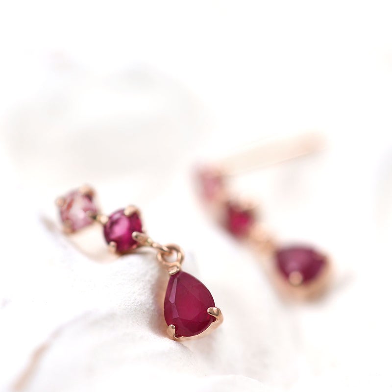 K10PG ピンクトルマリン＆ルベライト＆ルビー ピアス_03