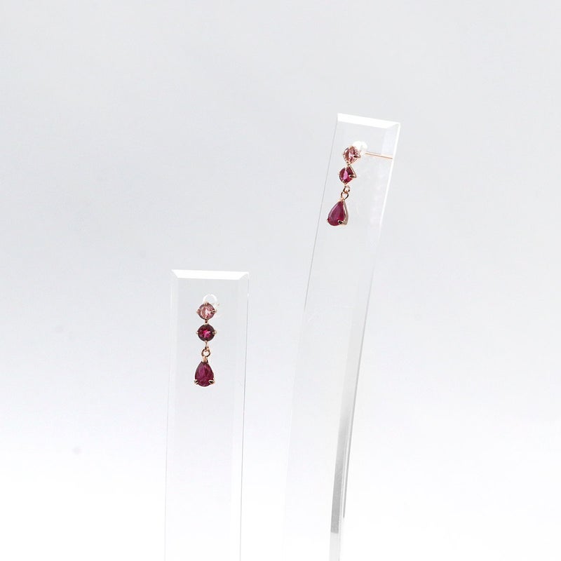 K10PG ピンクトルマリン＆ルベライト＆ルビー ピアス_09