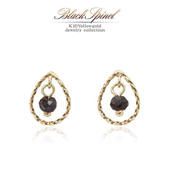 K10YG ブラックスピネル ピアス_01