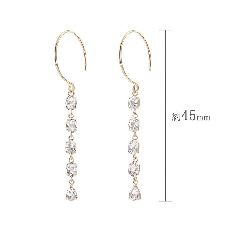 K10YG ホワイトトパーズフックピアス 11月 誕生石_05