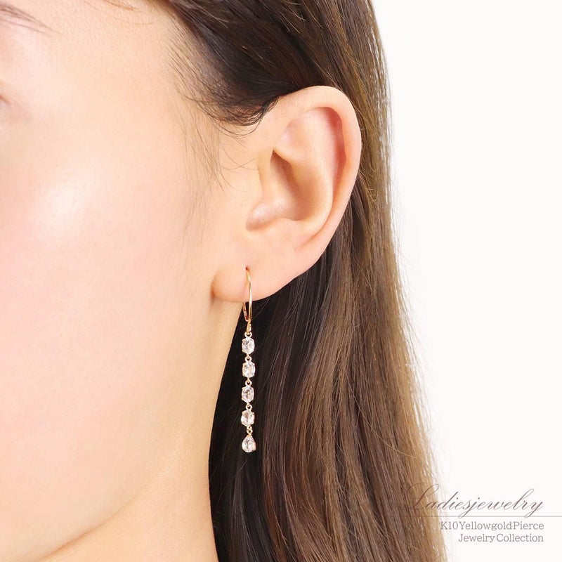 K10YG ホワイトトパーズフックピアス 11月 誕生石_10