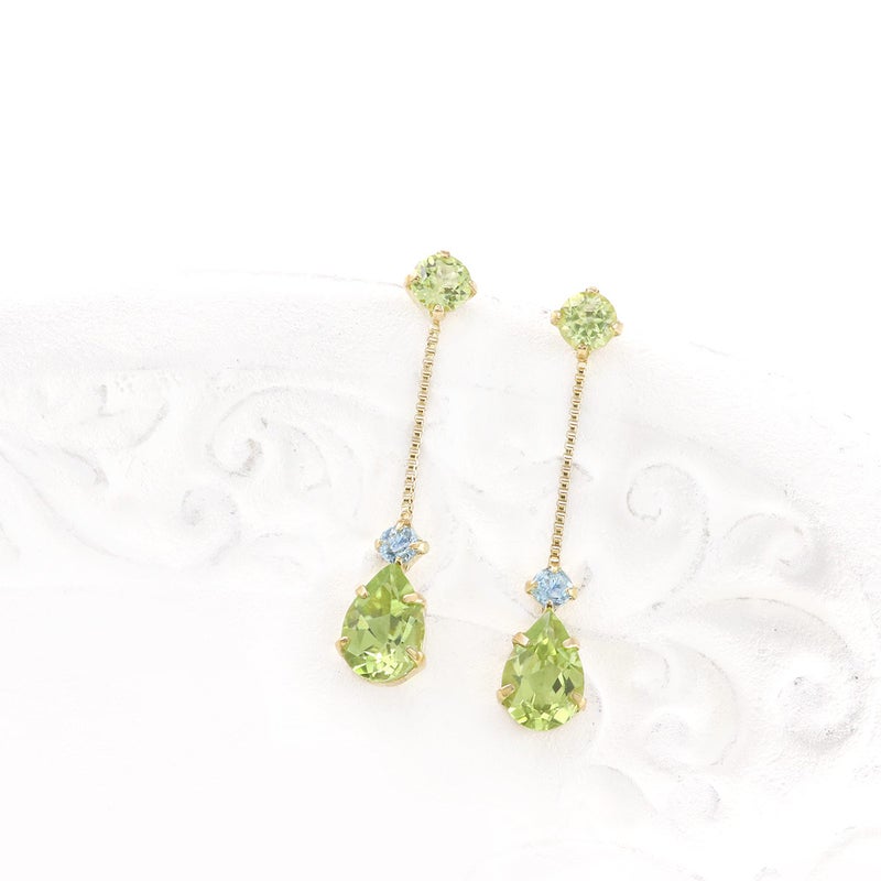 K10YG ペリドット＆ブルートパーズ ピアス 11月 誕生石_02