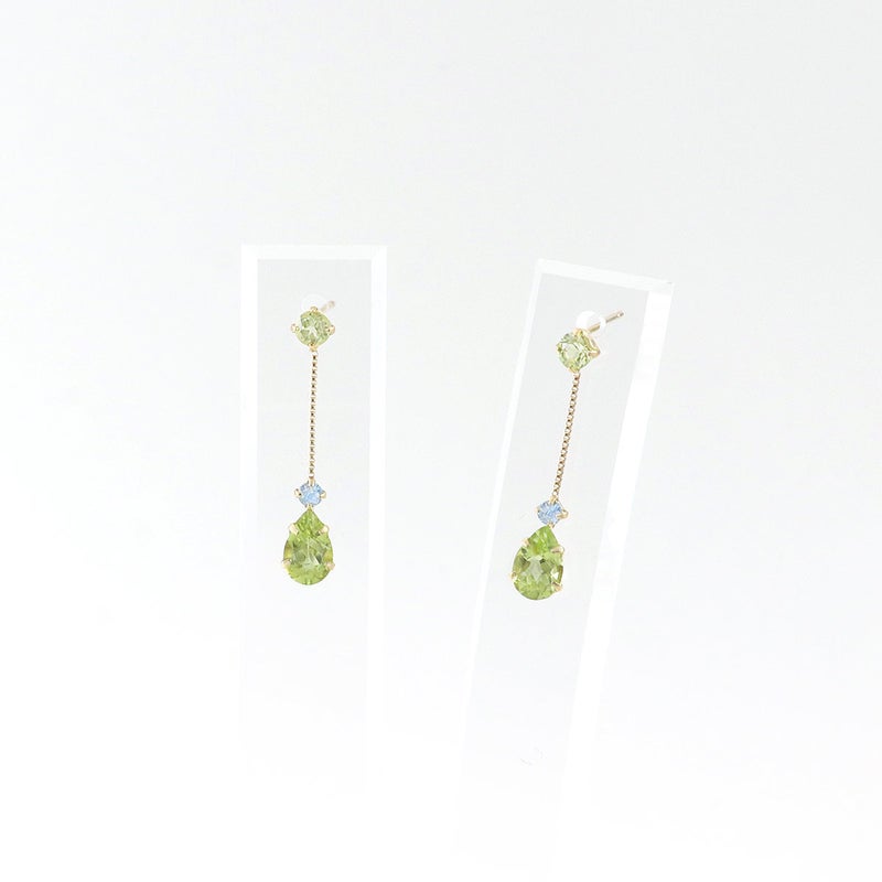 K10YG ペリドット＆ブルートパーズ ピアス 11月 誕生石_03