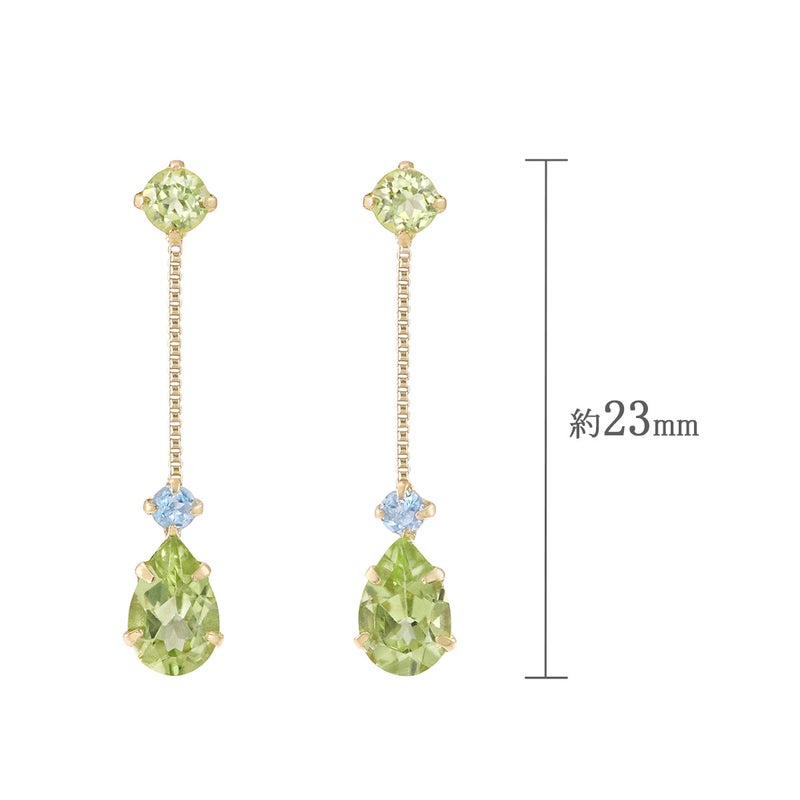 K10YG ペリドット＆ブルートパーズ ピアス 11月 誕生石_04