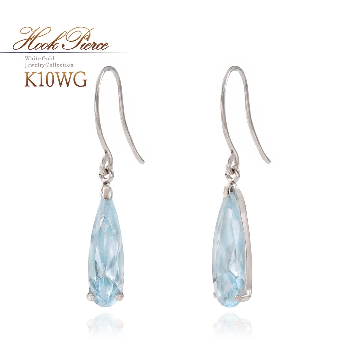 K10WG スカイブルートパーズ フックピアス 11月 誕生石_01