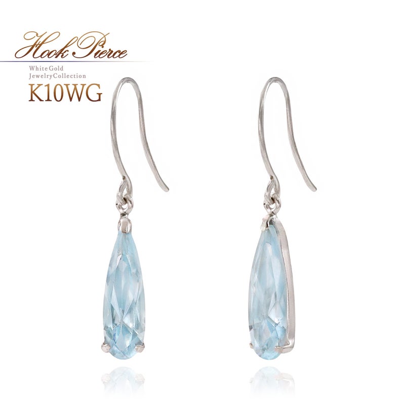 K10WG スカイブルートパーズ フックピアス 11月 誕生石_01