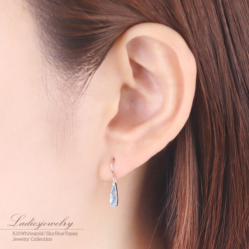 K10WG スカイブルートパーズ フックピアス 11月 誕生石_10