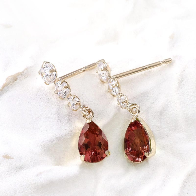 K10YG キュービックジルコニア＆ガーネットピアス_02