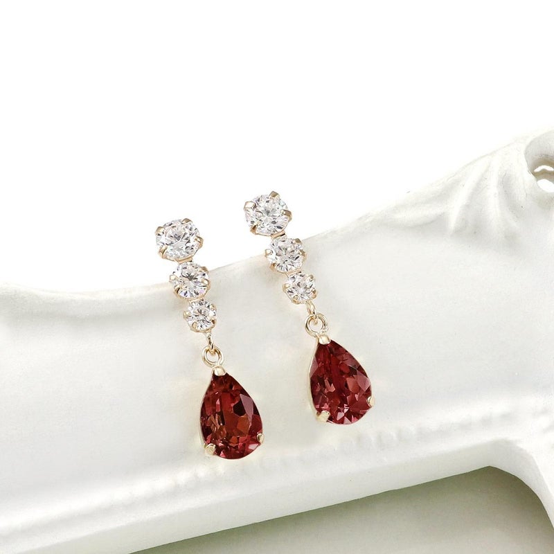 K10YG キュービックジルコニア＆ガーネットピアス_03