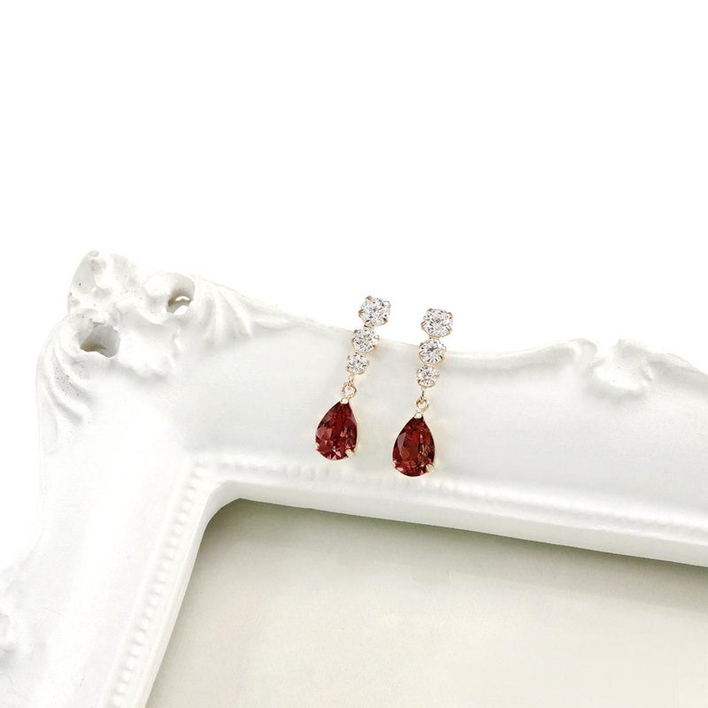 K10YG キュービックジルコニア＆ガーネットピアス_09