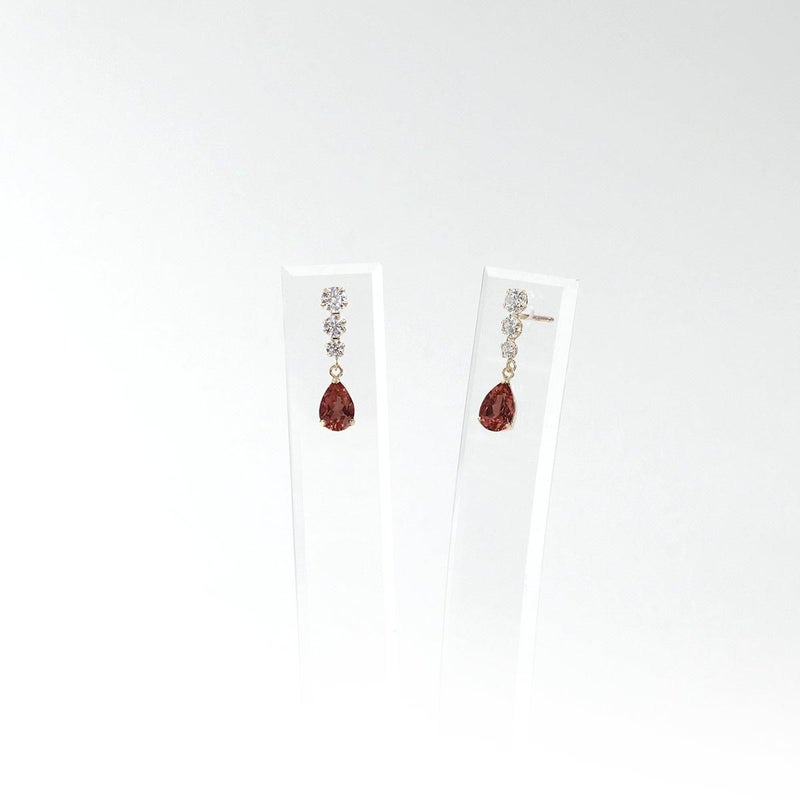 K10YG キュービックジルコニア＆ガーネットピアス_10