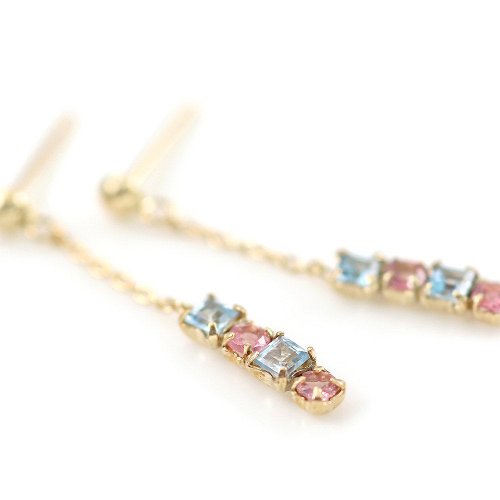 K10YG ブルートパーズ＆ピンクトルマリン ピアス 11月の誕生石_04