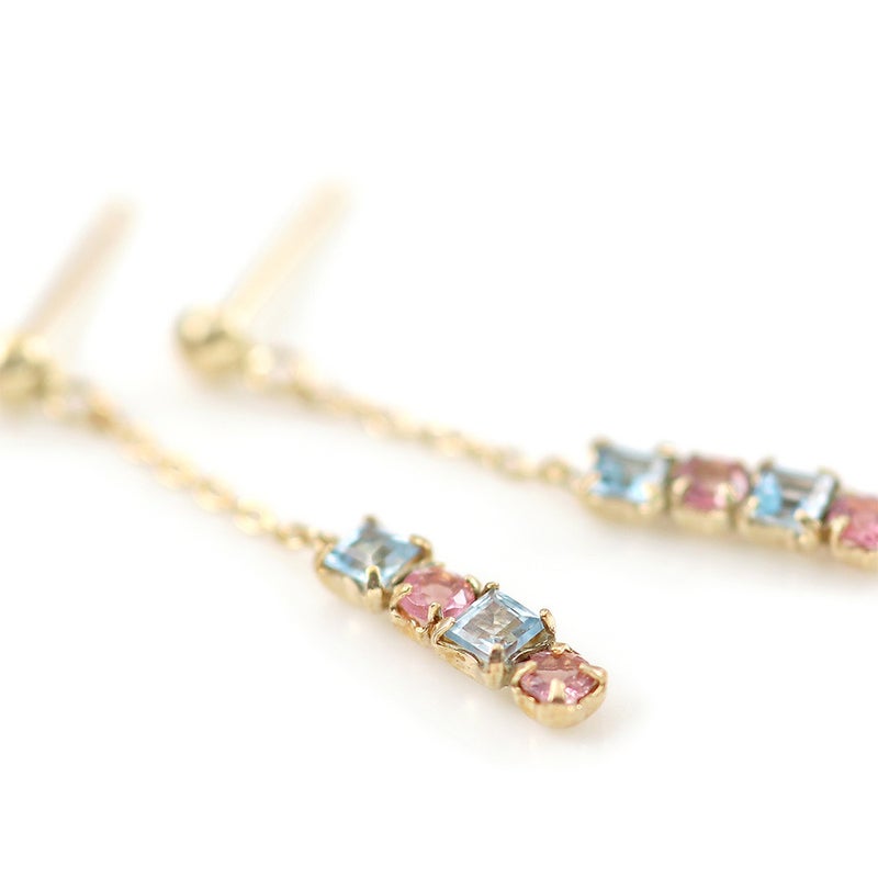 K10YG ブルートパーズ＆ピンクトルマリン ピアス 11月の誕生石_04