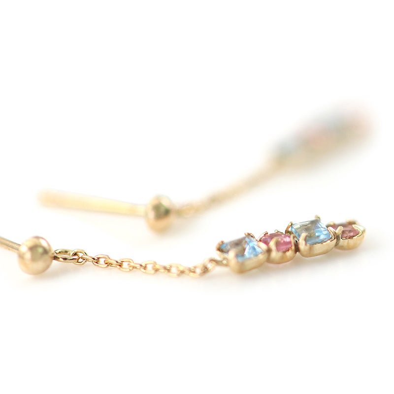 K10YG ブルートパーズ＆ピンクトルマリン ピアス 11月の誕生石_09