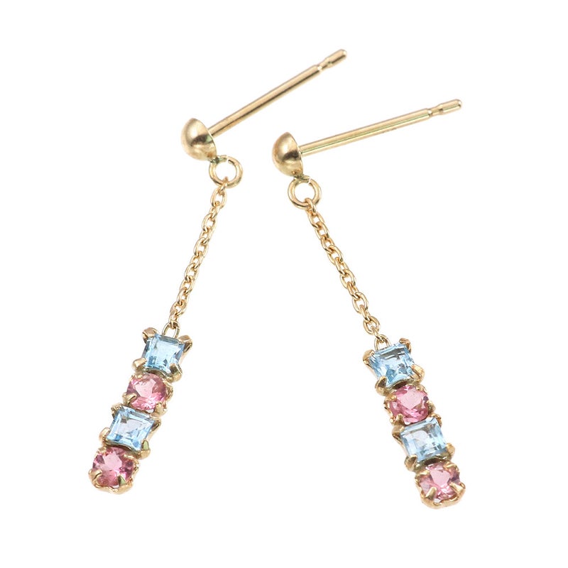 K10YG ブルートパーズ＆ピンクトルマリン ピアス 11月の誕生石_11