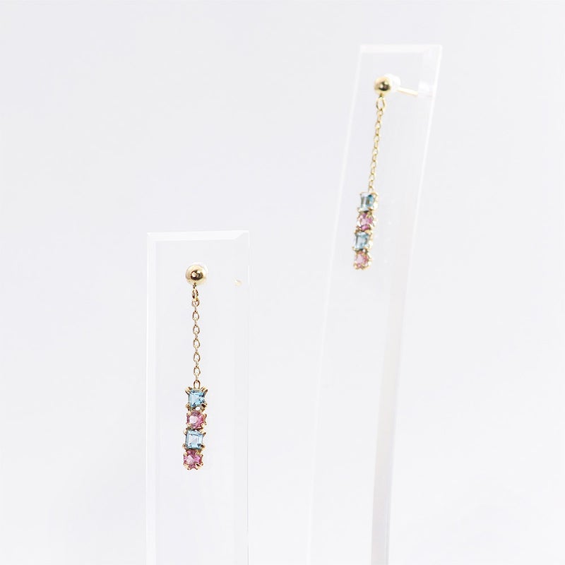 K10YG ブルートパーズ＆ピンクトルマリン ピアス 11月の誕生石_12