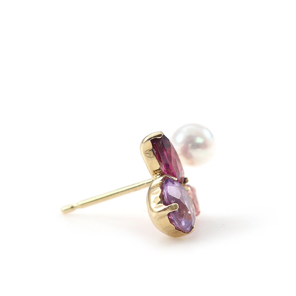 K10YG ライトアメジスト＆ピンクトルマリン＆ロードライトガーネット＆淡水真珠 ピアス_11