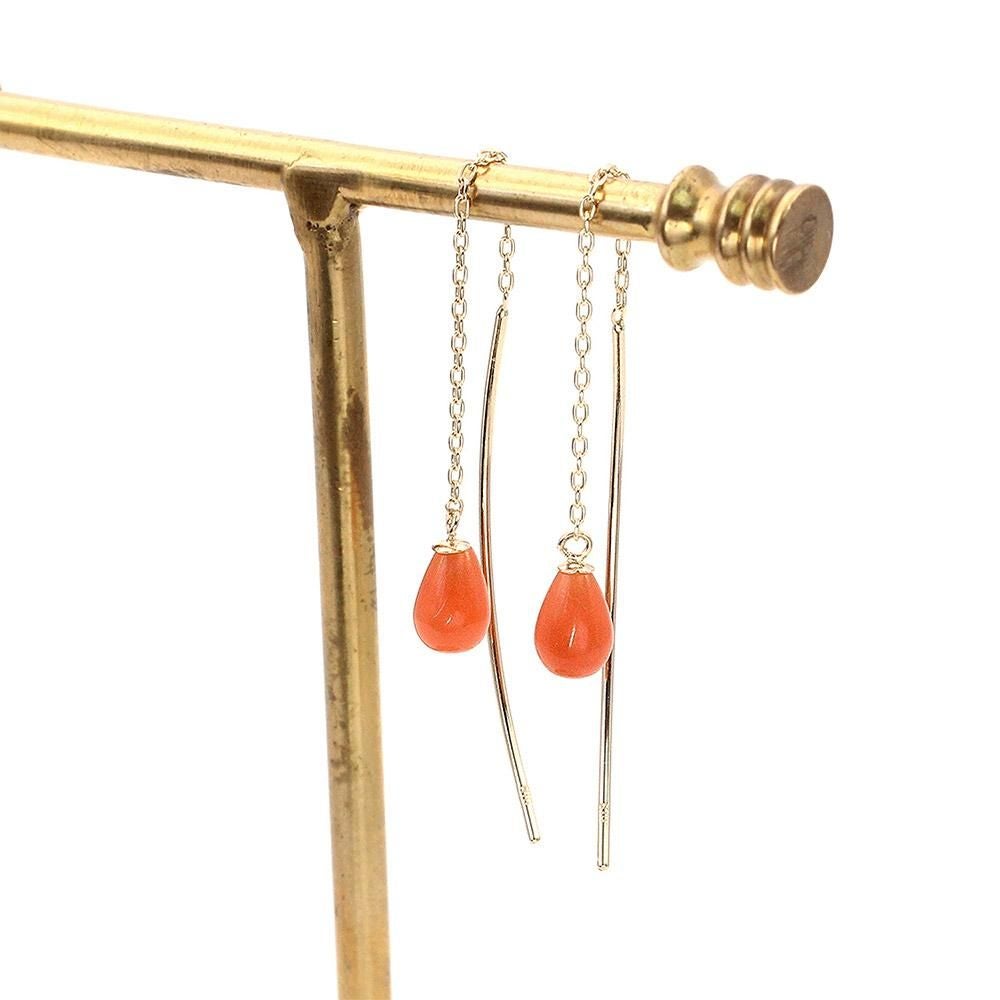 K10YG ピーチクォーツァイト アメリカンピアス_02