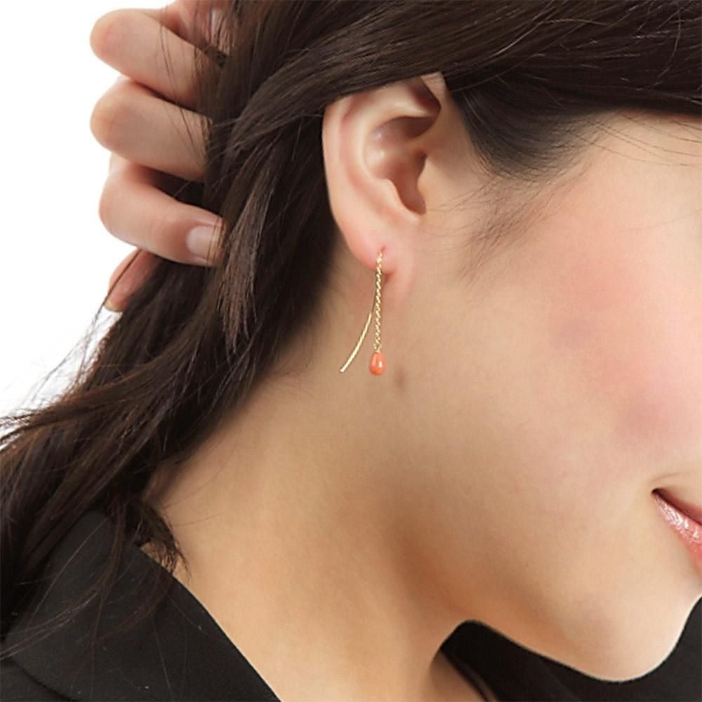 K10YG ピーチクォーツァイト アメリカンピアス_05